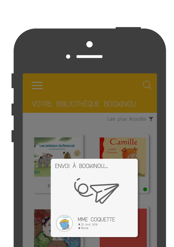 Application mobile Bookinou pour envoyer les histoires au boitier